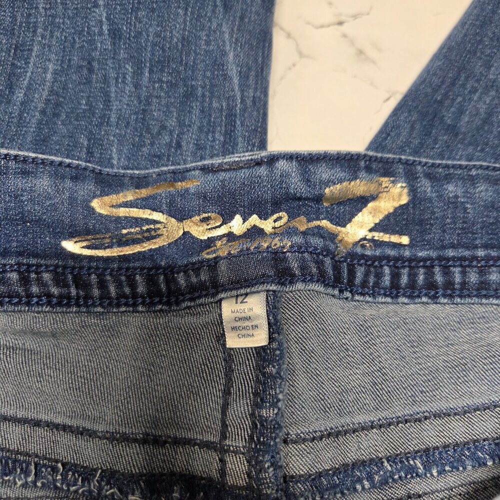 Seven7 Starlette Size 12 Medium Wash Denim Blue Pocket Detail Mid Rise Skinny - Picture 8 of 10